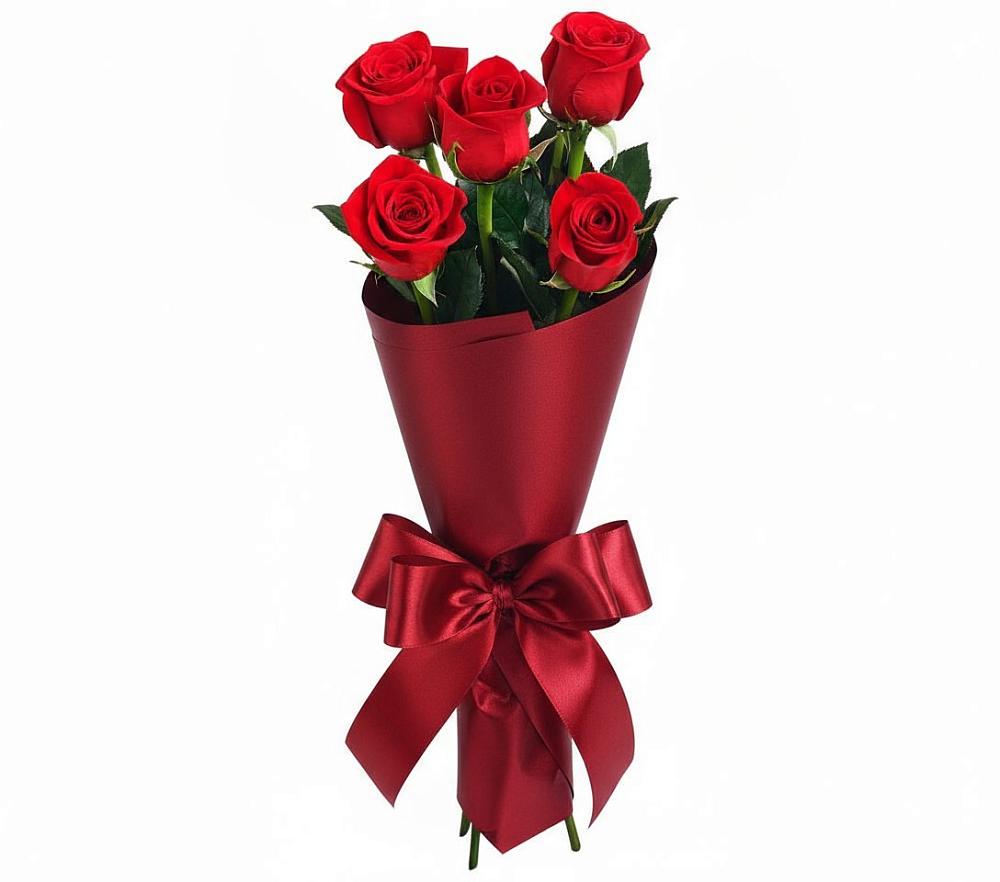 Букет 5 Красных роз Эдлесс Лав в Качалино