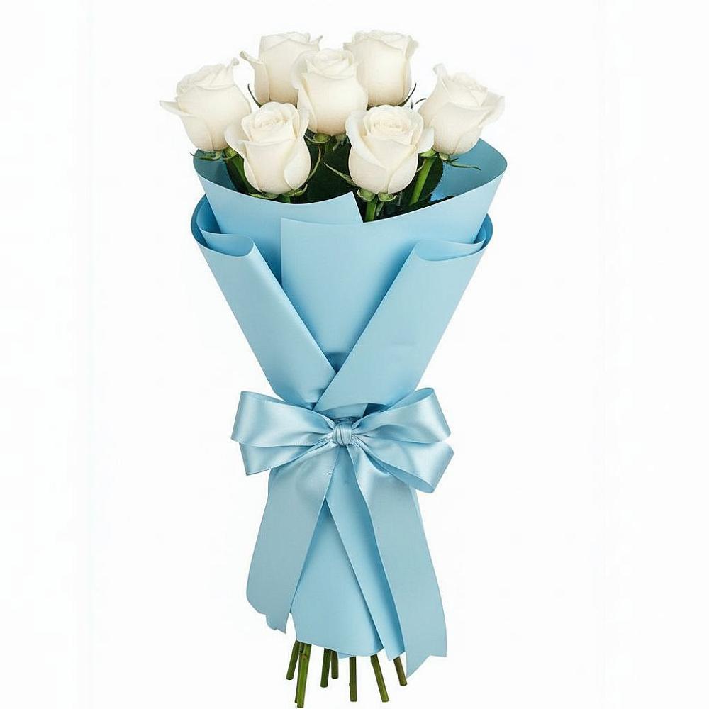 Букет 7 белых роз Проуд в Качалино