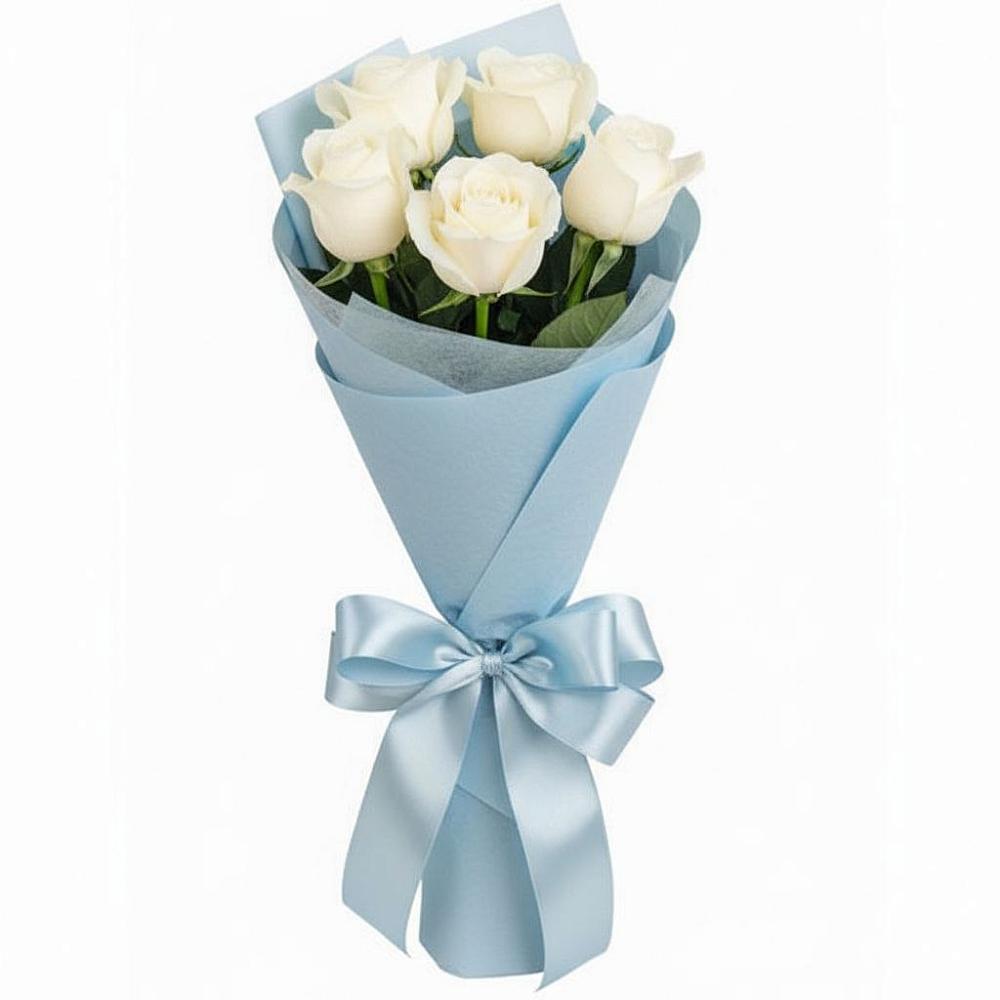 Букет 5 Белых роз Проуд в Качалино