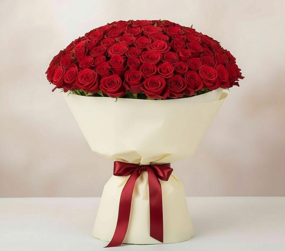 Букет 101 Красная роза Милано в Качалино