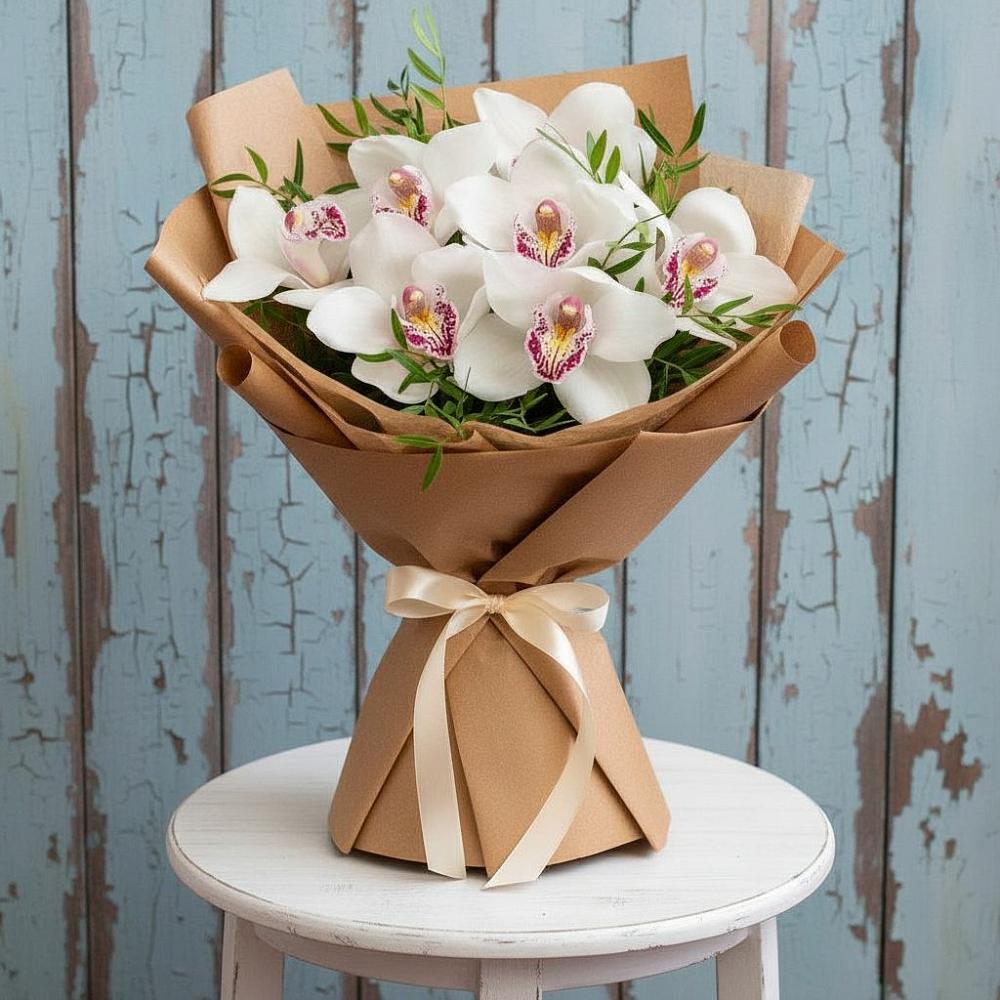 Букет цветов из: Орхидеи и Розы в Качалино
