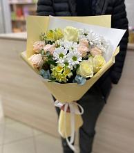Букет цветов из:  Альстромерии, Розы и Хризантемы в Качалино