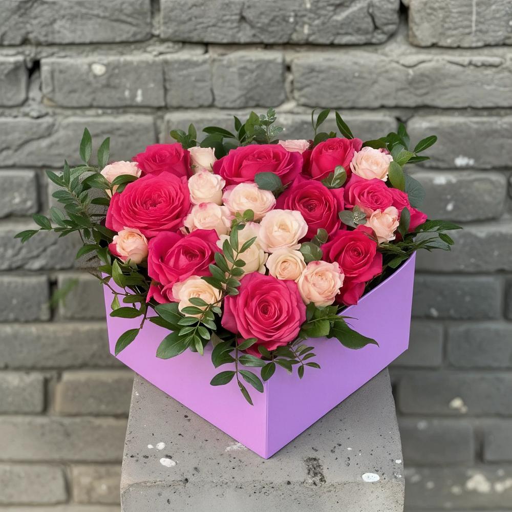 Цветочная композиция из Розы в коробке в Качалино