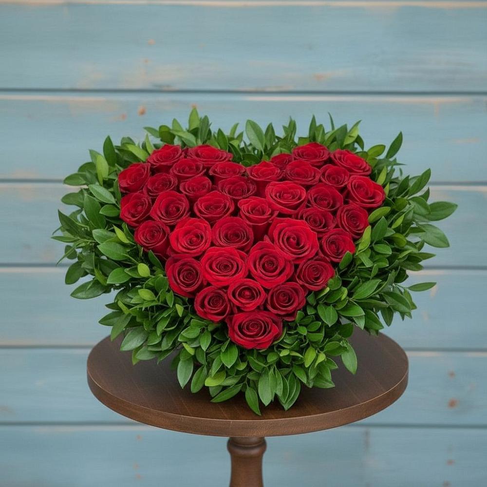 Цветочная композиция из Розы в виде сердца в Качалино