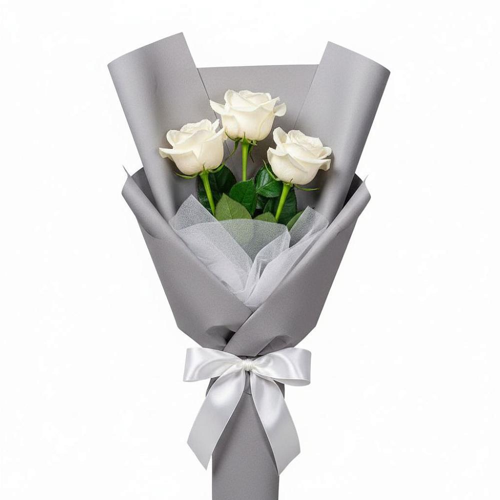 Букет 3 белые розы в Качалино