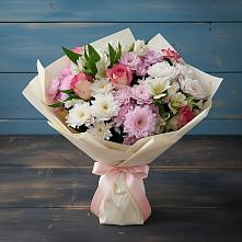 Букет цветов из:  Хризантемы, Альстромерии и Розы в Качалино