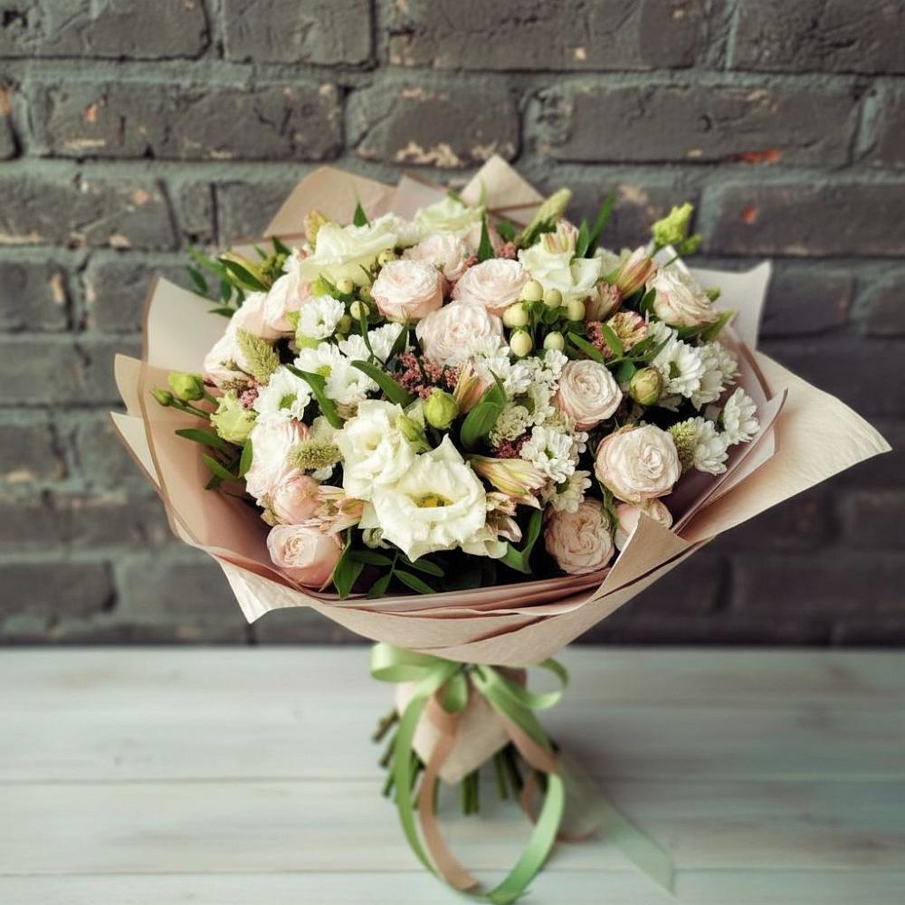 Букет цветов из: Альстромерии, Розы и Хризантемы в Качалино