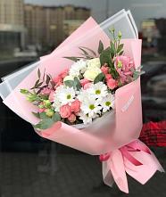 Букет цветов из:  Розы, Лизиантусы и Хризантемы в Качалино