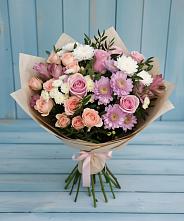 Букет цветов из:  Хризантемы, Розы и Альстромерии в Качалино