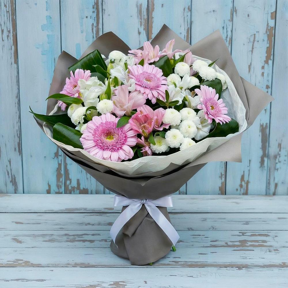 Букет цветов из: Герберы, Альстромерии и Хризантемы в Качалино