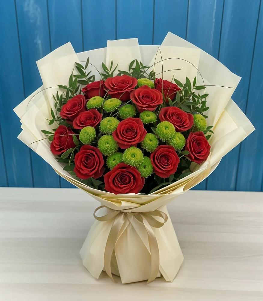 Букет цветов из: Розы и Хризантемы в Качалино