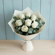 Букет Белые розы в Эвкалипте в Качалино