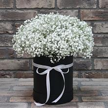 Цветочная композиция из Гипсофила в шляпной коробке в Качалино