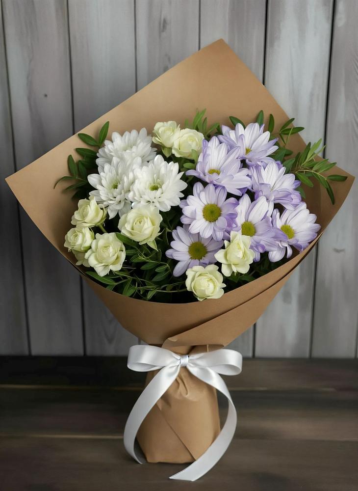 Букет цветов из: Хризантемы и Розы в Качалино